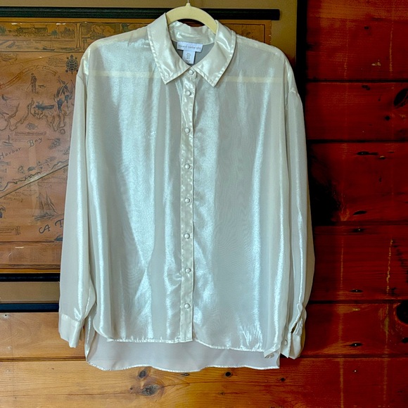 House of Harlow 1960 Cream Satin Blouse - Picture 1 of 4
